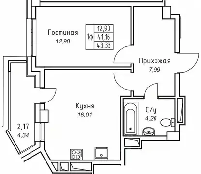 1-к кв. Саха (Якутия), Якутск 11-й кв-л,  (43.33 м)