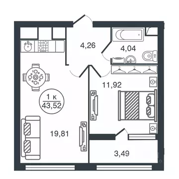 1-к кв. Тверская область, Тверь Южный мкр,  (43.52 м)