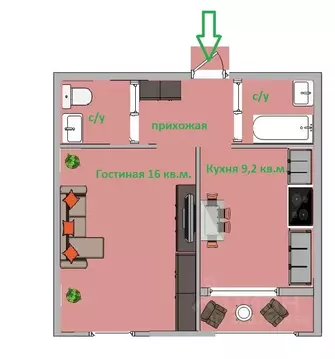 1-к кв. Ставропольский край, Ставрополь ул. Тухачевского, 26/9 (36.0 ...