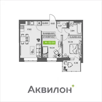 2-к кв. Архангельская область, Северодвинск Аквилонлайн жилой комплекс ...