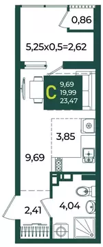 Студия Краснодарский край, Краснодар Образцово мкр,  (23.47 м)