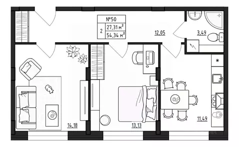 2-к кв. Ленинградская область, Гатчинский муниципальный округ, д. ...