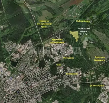 Участок в Томская область, Томск тракт Иркутский (1191.38 сот.)