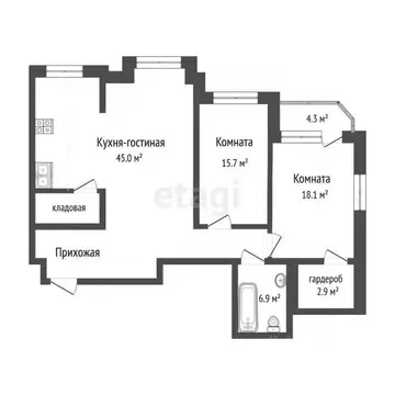 3-к кв. Тюменская область, Тюмень ул. Максима Горького, 68к1 (102.4 м)