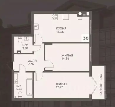 2-к кв. Калининградская область, Гурьевск Советская ул., 5 (72.52 м)