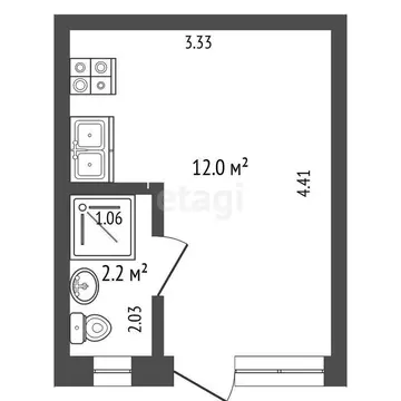 Квартира-студия: Кача, Первомайская улица, 72А (14 м)