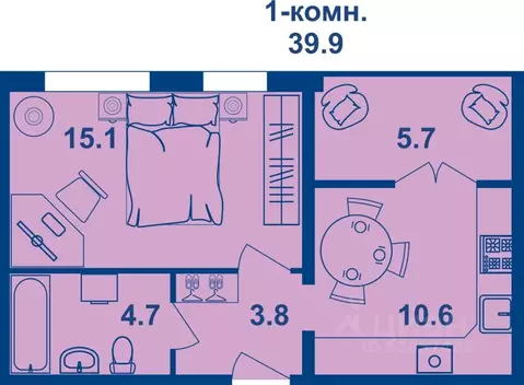 1-к кв. Костромская область, Кострома Магистральная ул., 71 (37.7 м)