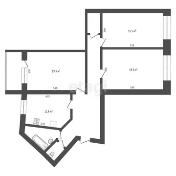 3-комнатная квартира: Калуга, улица Билибина, 11 (95.4 м)