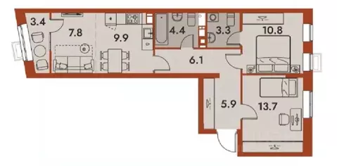 3-к кв. Нижегородская область, Нижний Новгород Ленгородок мкр, Первый ...