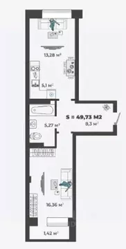 1-к кв. Хакасия, Абакан ул. Генерала Тихонова, 5 (49.73 м)