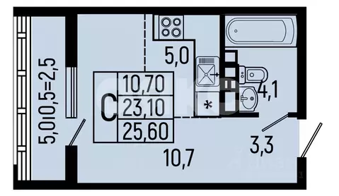 Студия Адыгея, Майкоп ул. Якуба Коблева (25.6 м)