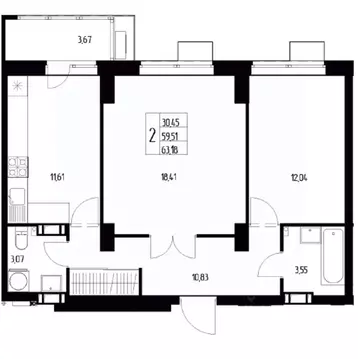 2-к кв. Волгоградская область, Волгоград Гомельская ул., 9 (63.76 м)