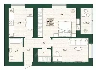 2-к кв. Самарская область, Волжский район, Смышляевка городское ...