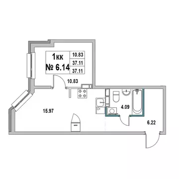 1-к кв. Ленинградская область, Выборг ул. 2-я Южная, 4 (37.11 м)