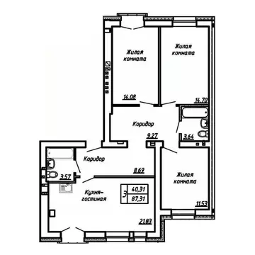 2-к кв. Оренбургская область, Оренбургский район, пос. Пригородный, ...