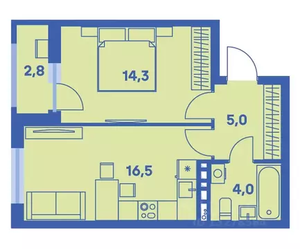 2-к кв. Пермский край, Пермь ул. Карпинского, 115 (41.2 м)