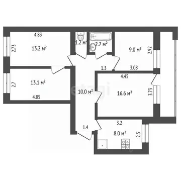 4-к кв. Мордовия, Саранск Гожувская ул., 28 (73.8 м)