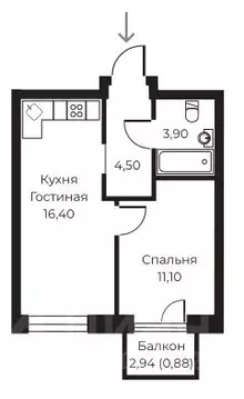 1-к кв. Воронежская область, Воронеж ул. Черняховского, 92 (36.3 м)