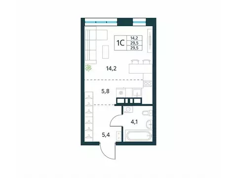 Студия Забайкальский край, Чита Хороший мкр, 16 (29.5 м)