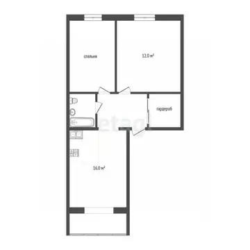 2-к кв. Тюменская область, Тюмень ул. Жуковского, 84 (46.5 м)