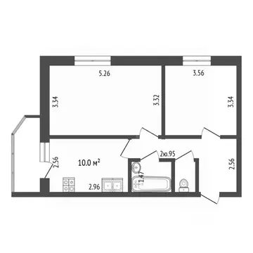 2-к кв. Вологодская область, Вологда ул. Ломоносова, 3к1 (51.4 м)