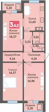 3-к кв. Чувашия, Чебоксары ул. Богдана Хмельницкого, 129 (84.53 м)