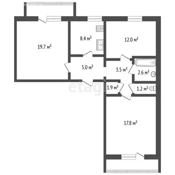 3-комнатная квартира: Ялуторовск, улица 50 лет Октября, 8А (70 м)