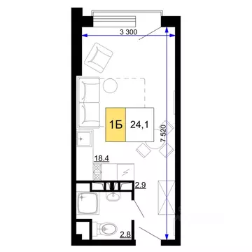 1-к кв. Краснодарский край, Анапа проезд Сосновый (24.1 м)