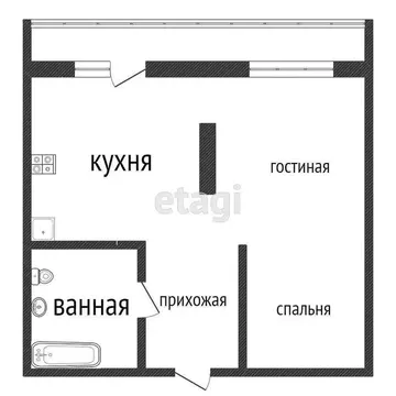 1-комнатная квартира: Ульяновск, улица Генерала Мельникова, 3 (33.4 м)