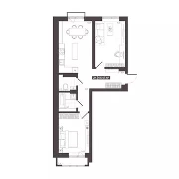 2-к кв. Кемеровская область, Кемерово ул. Гагарина, 141 (66.45 м)