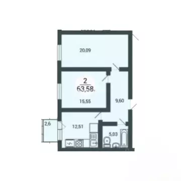 2-к кв. Челябинская область, Магнитогорск ул. Зеленый Лог, 71/1 (63.58 ...