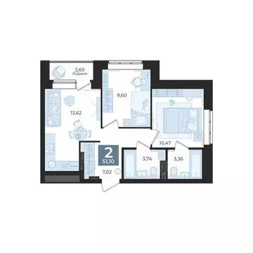 2-к кв. Свердловская область, Екатеринбург Уктус жилрайон,  (51.1 м)