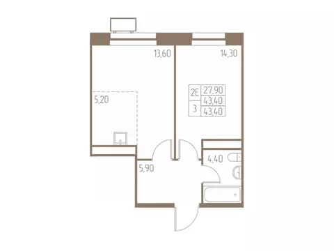 2-к кв. Московская область, Пушкино Фабрикант жилой комплекс, 1 (43.4 ...