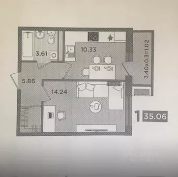 1-к кв. Краснодарский край, Темрюк Дальняя ул., 30 (35.0 м)