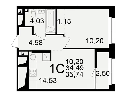 1-к кв. Рязанская область, Рязань ул. Чкалова (34.49 м)