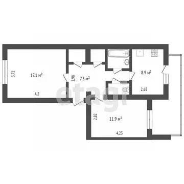 2-к кв. Крым, Симферополь ул. Поповкина (55.0 м)