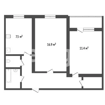 2-комнатная квартира: Тобольск, 8-й микрорайон, 44 (50.2 м)