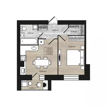 1-к кв. Ярославская область, Ярославль 2-й мкр,  (43.63 м)