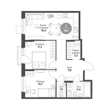 2-к кв. Новосибирская область, Кольцово рп Счастье в Кольцово жилой ...