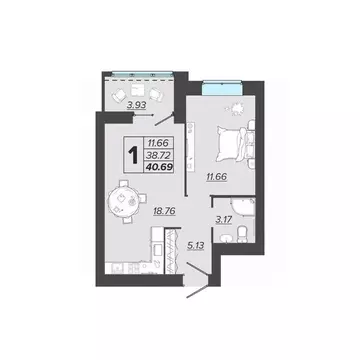 1-к кв. Брянская область, Брянск Архитектор жилой комплекс (40.69 м)