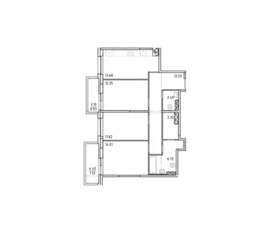 3-комнатная квартира: Санкт-Петербург, набережная реки Каменки, 13к3 ...
