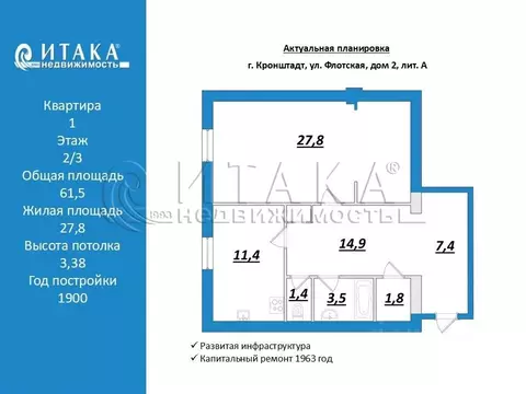 1-к кв. Санкт-Петербург, Санкт-Петербург, Кронштадт Флотская ул., 2 ...