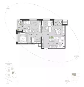 2-к кв. Тульская область, Тула Премьер Парк жилой комплекс (83.32 м)