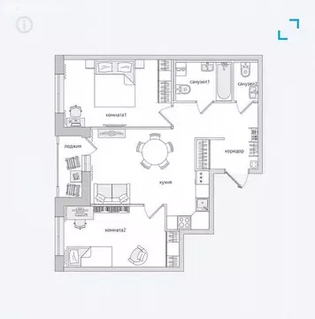 2-комнатная квартира: Новосаратовка, улица Первых, 4к7 (62 м)