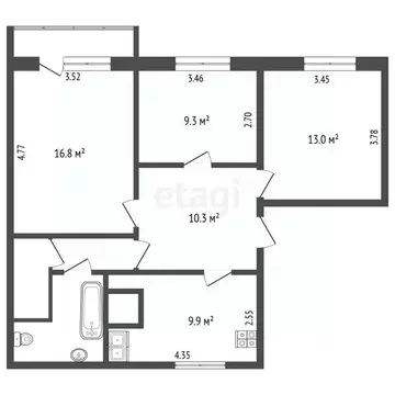 3-к кв. Вологодская область, Череповецкий район, пос. Суда ул. Заря, 1 ...