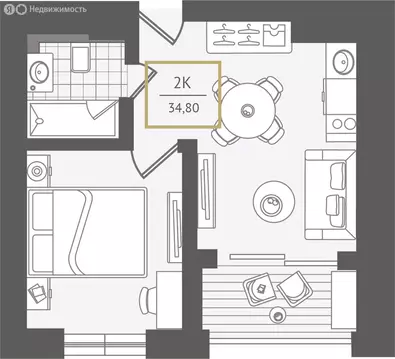 2-комнатная квартира: Сочи, улица Ленина, 280А (35.5 м)