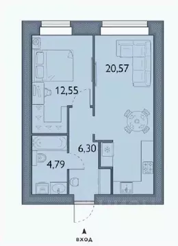 1-к кв. Брянская область, Брянский район, пос. Мичуринский, ...