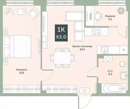 1-к кв. Курганская область, Курган Заозерный жилрайон, 6А мкр, ул. ...