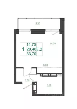 Студия Красноярский край, Красноярск Мясокомбинат мкр, 1 (33.7 м)