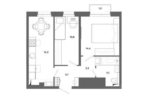 2-к кв. Ханты-Мансийский АО, Сургут ул. Ивана Захарова, 16 (49.6 м)